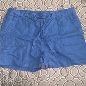 Blue Linen Shorts